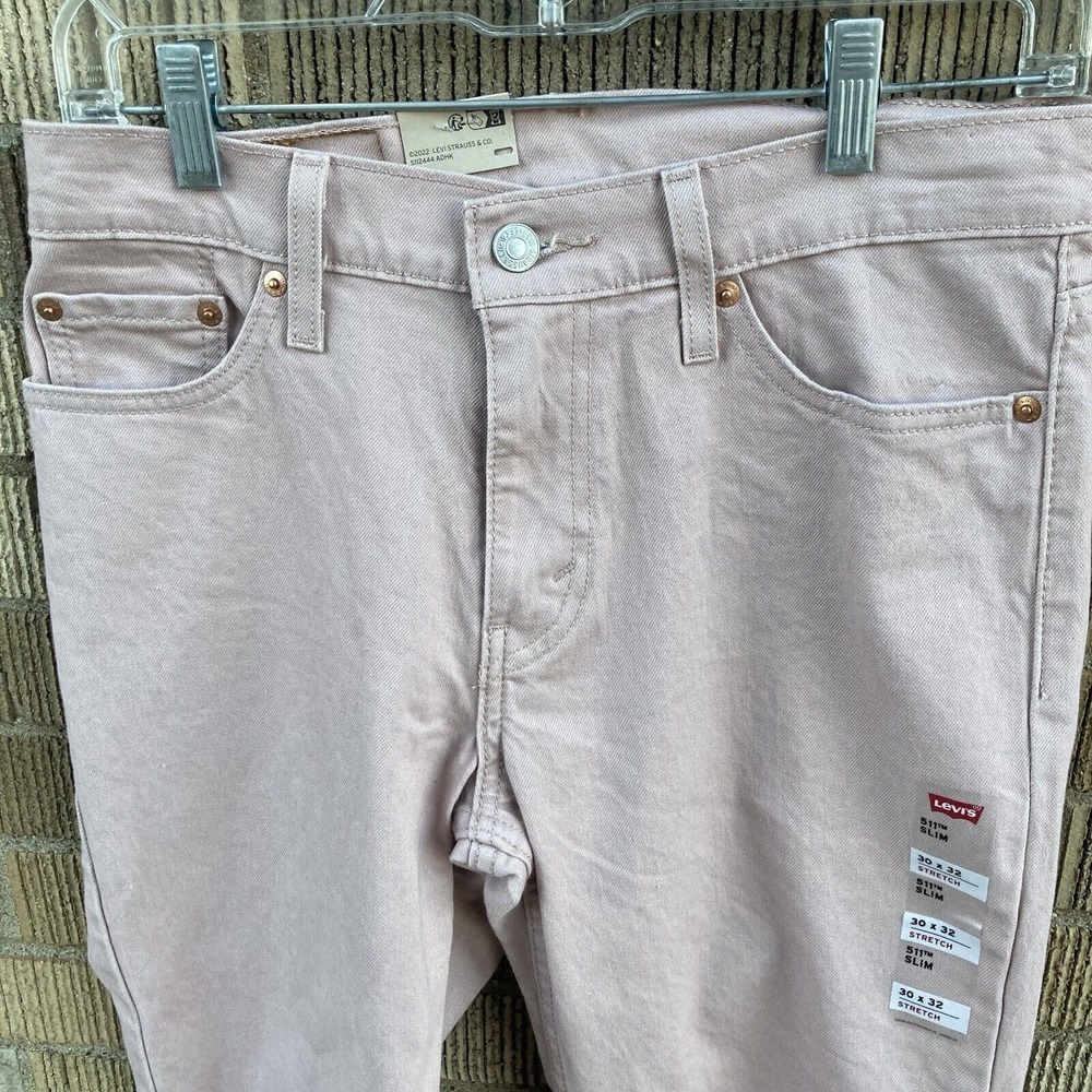 Levis 511 Slim Stretch Ease Denim Jeans Salmon Pink‎ Men Size 30X32 New - Picture 2 of 8